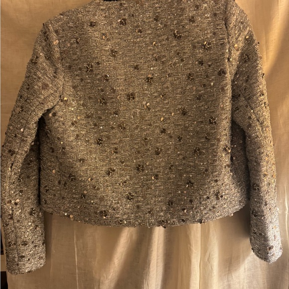 Zara Silver Sequin Cropped Blazer - Picture 4 of 7